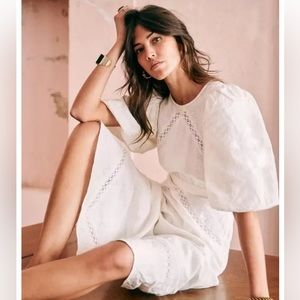 NWT Sezane Women's Robe ANTONELLA Ecru Gorgeous Dress White